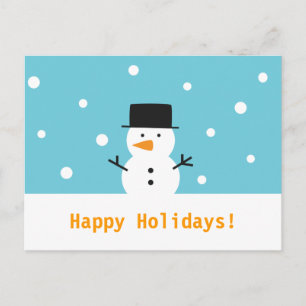 Modern, Cute Snowman for Christmas Holiday Postcard