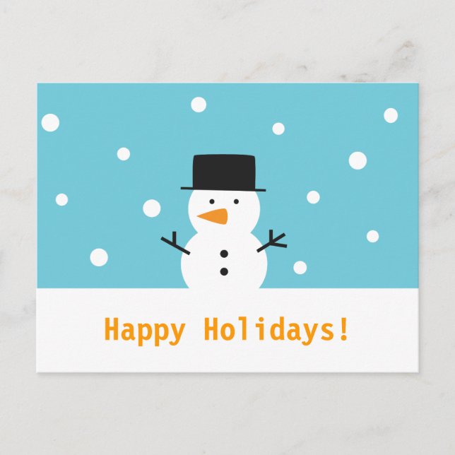 Modern, Cute Snowman for Christmas Holiday Postcard (Front)