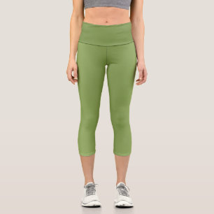 Modern cute Solid Green gradient Wave pattern Capri Leggings