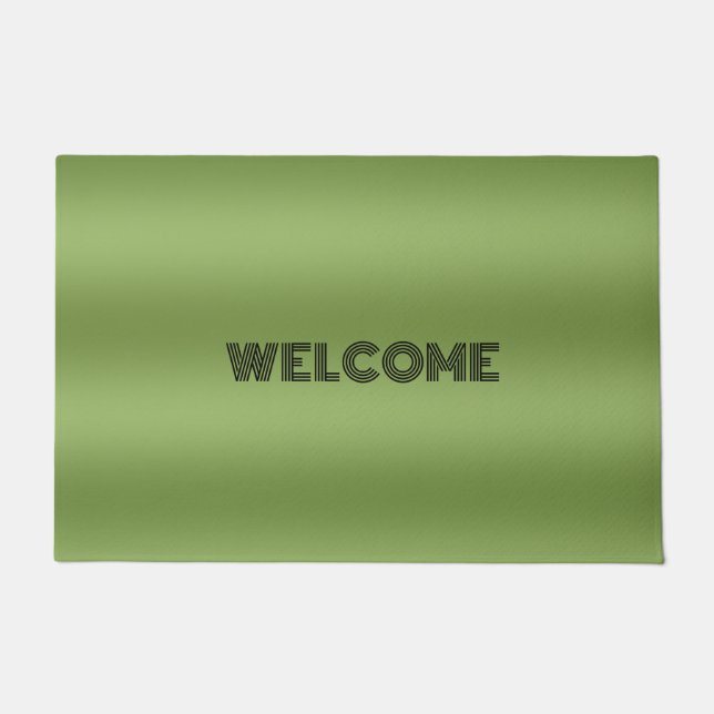 Modern cute Solid Green gradient Wave pattern Doormat (Front)