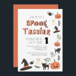 Modern Cute Spooktacular Halloween Birthday Invitation<br><div class="desc">A modern and cute halloween themed birthday party featuring hand-drawn witch hat,  black cat,  cute ghosts,  spiders and pumpkin ensembles.</div>
