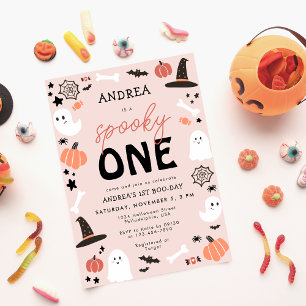 Modern Cute Spooky One Halloween First Birthday Invitation