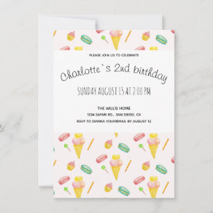 Modern Cute Summer Candy Party Watercolor Pattern Announcement