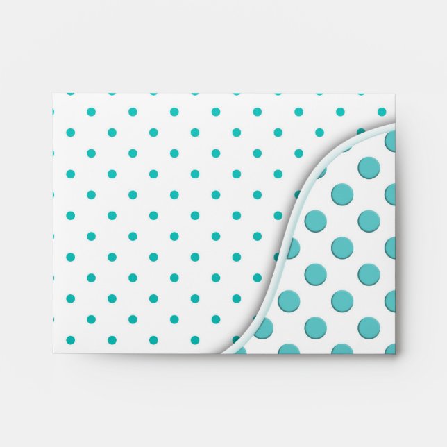 Modern Cute Turquoise and White Polka Dot Design Envelope (Front)