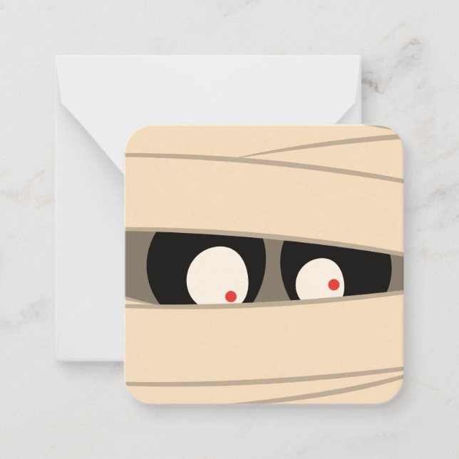 Modern Cute Typography Mummy Monster Halloween Card (Front)