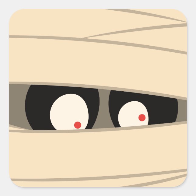 Modern Cute Typography Mummy Monster Halloween Square Sticker (Front)