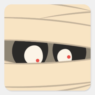 Modern Cute Typography Mummy Monster Halloween Square Sticker