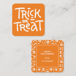 Modern Cute Typography Trick Or Treat Halloween Enclosure Card