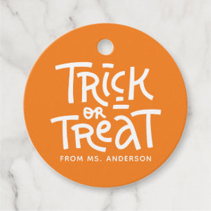 Modern Cute Typography Trick Or Treat Halloween Favour Tags