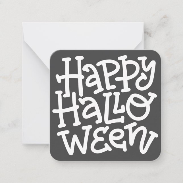 Modern Cute Typography White Skull Happy Halloween Card (Front)