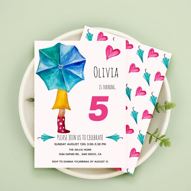 Modern Cute Umbrella Girl Watercolor Illustration Announcement (Creator Uploaded)