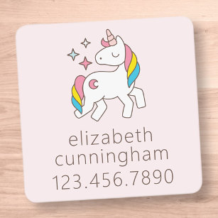 Modern Cute Unicorn Stars Photo Name Phone Number