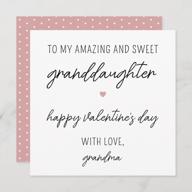 Modern Cute Valentine's Day Card for Granddaughter (Front/Back)