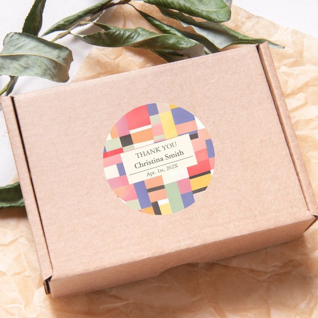 Modern Cute Vivid Colour Block Retirement Thank Yo Classic Round Sticker (Modern Cute Vivid Color Block Retirement Thank You Classic Round Sticker)