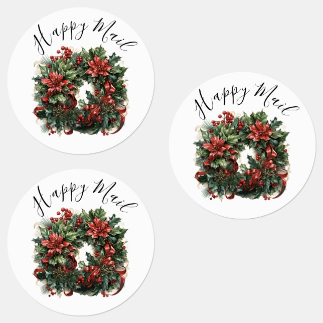  Modern Cute Watercolor Christmas wreath Wishes (Group)
