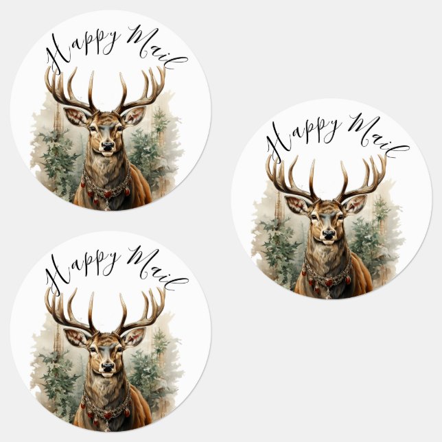  Modern Cute Watercolor Rustic Christmas Reindeer (Group)