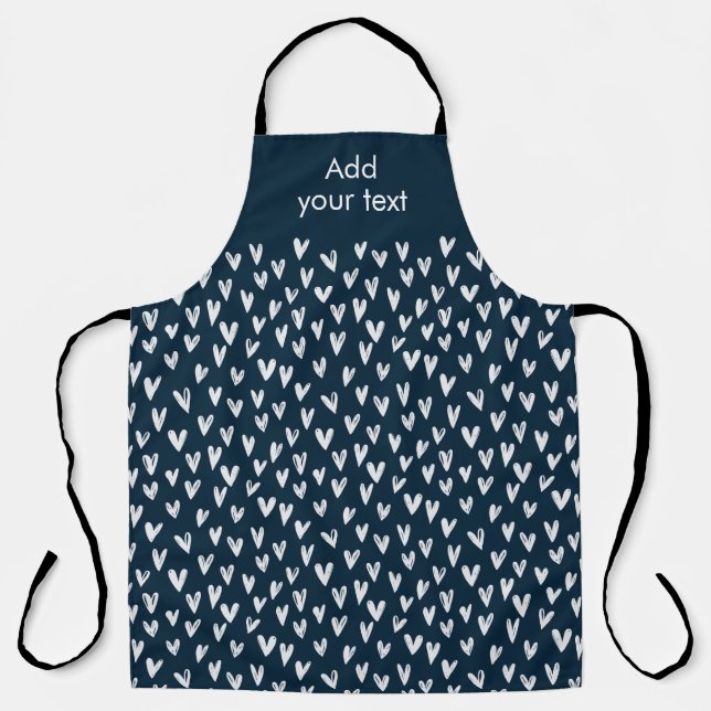 Modern Cute White Girly Small Hearts Pattern Apron (Front)