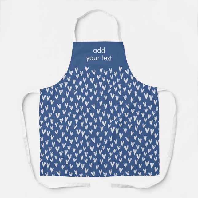 Modern Cute White Girly Small Hearts Pattern Apron (Front)