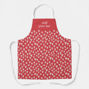 Modern Cute White Girly Small Hearts Pattern Apron