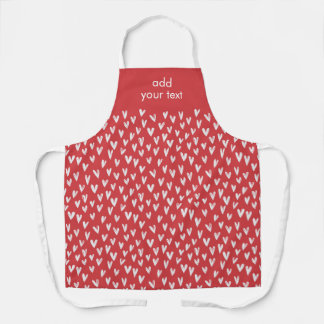 Modern Cute White Girly Small Hearts Pattern Apron