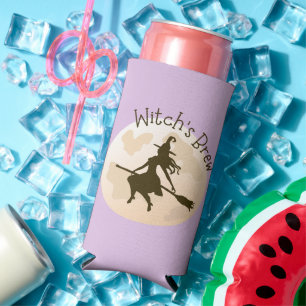 Modern Cute Witch's Brew Typography Halloween Seltzer Can Cooler
