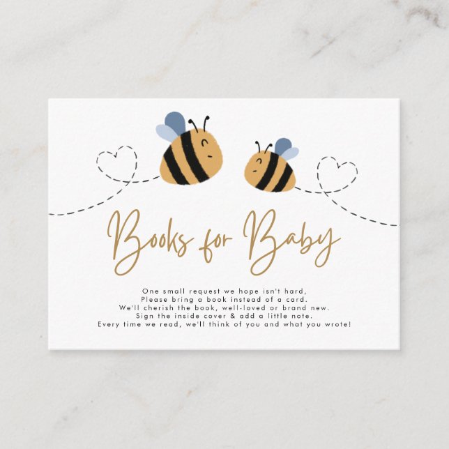 Modern Cute Yellow Bee Books for Baby Enclosure Card (Front)