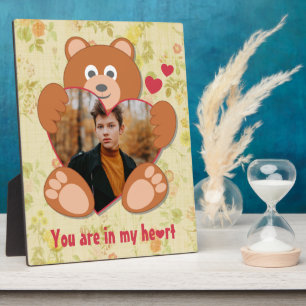 Modern Cute Yellow Teddy Bear Heart Photo Frame