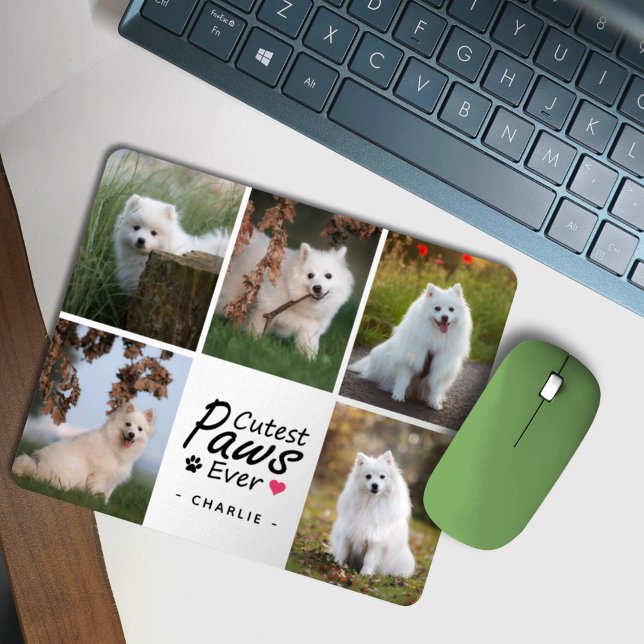 Modern Cutest Paws Ever Cute Pet Dog Photo Collage Mouse Pad (Creator Uploaded)