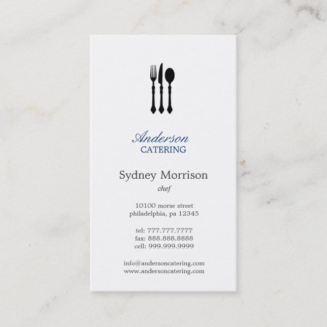 Modern Cutlery Chef/Catering/Restaurant Business Card (Front)