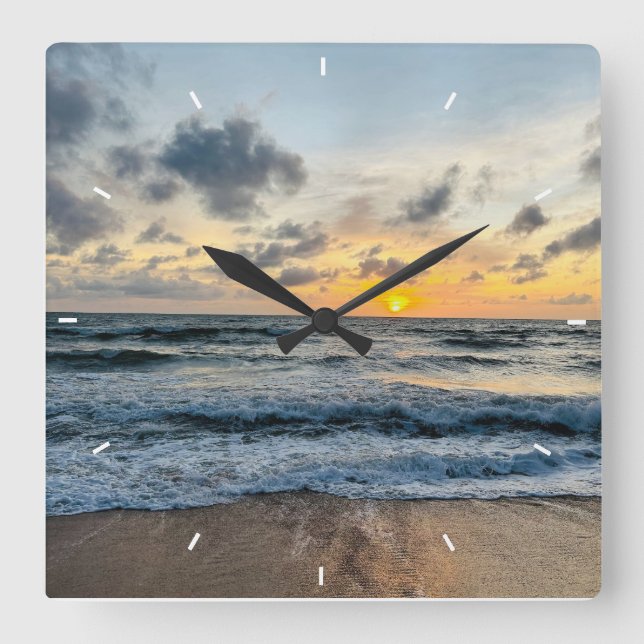 Modern cutom Photo Mint Simple Lovely Gift Square  Wall Clock (Front)