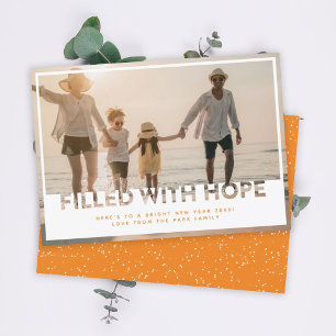 Modern Cutout   Filled with Hope Photo New Years H Holiday Card
