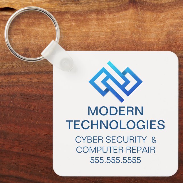 Modern Cyber Security Computer Technology Company Keychain (Front)