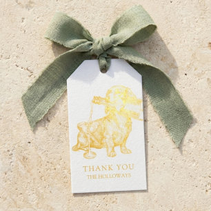 Modern Dachshund Champagne Wedding Favour Gift Tags