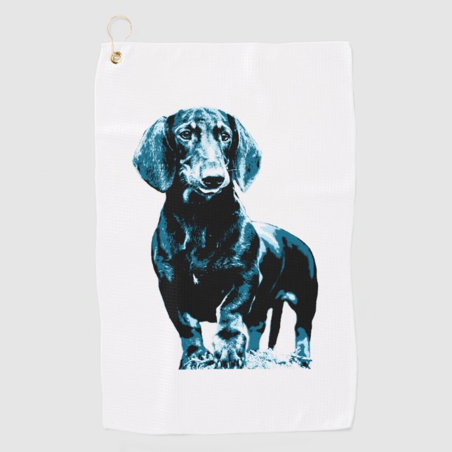 Modern dachshund design   golf towel (Front)