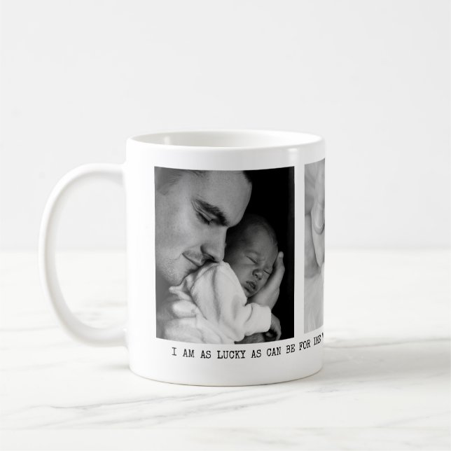 Modern, Dad, 3 photos personalized message Coffee Mug (Left)
