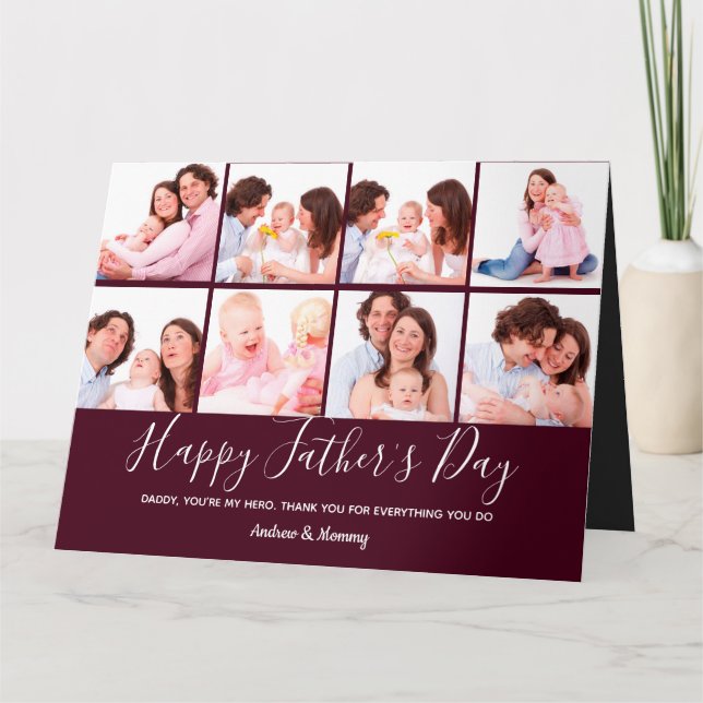 Modern Dad 8 Photo Collage Father's Day gift  Card (Front)
