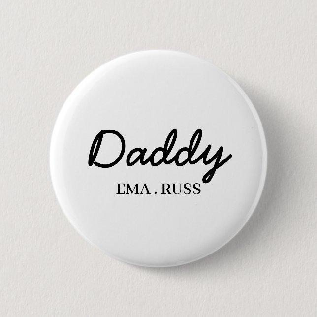 Modern Dad | Custom Kids Names Stylish Father 2 Inch Round Button (Front)