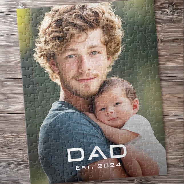 Modern dad est year father's day new baby photo jigsaw puzzle (Modern dad est year father's day new baby photo jigsaw puzzle)