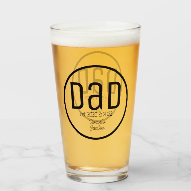 Modern Dad Established Simple Kids Names Glass (Front Filled)