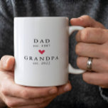 Modern Dad | Grandpa Year Est. Coffee Mug<br><div class="desc">Simply perfect minimalist design featuring year est. as a Dad and year est. as a Grandpa with a red heart. A Wonder gift sure to be treasured for many years to come.</div>