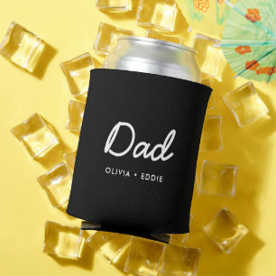 Modern Dad   Kids Names Father's Day Script Black Can Cooler