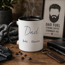 Modern Dad | Kids Names Father's Day Script Coffee