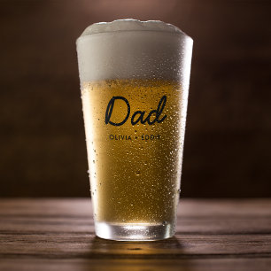 Modern Dad   Kids Names Father's Day Script Glass