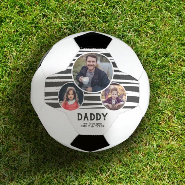 Modern Dad love you Stripes 3 Photos Father`s Day Soccer Ball (Creator Uploaded)