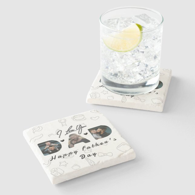 Modern Dad Photo Collage  Stone Coaster (Side)