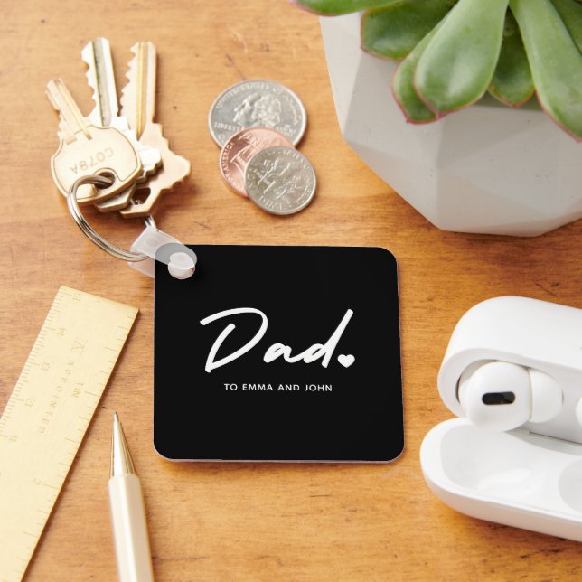 Modern Dad Script Kid's Name  Keychain (Desk)