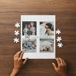 Modern Dad Superhero Family Photo Puzzle
