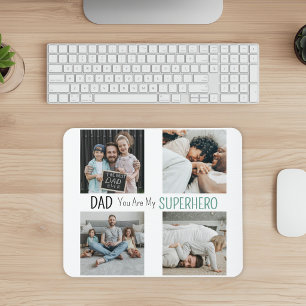Modern Dad You Are My Superhero Photo Collage Mouse Pad