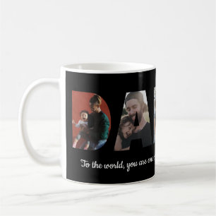 Modern Daddy 5 Photo Collage Father's Day Black Coffee Mug