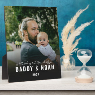 Modern Daddy and Baby 1st Fathers Day Photo Plaque